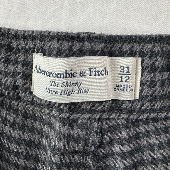 Abercrombie & Fitch Pants Womens 12 Gray Houndstooth Skinny Ultra High Rise Slit - Picture 5 of 13